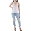 Three Dots Womens Striped Crewneck Tank Top In Multi
