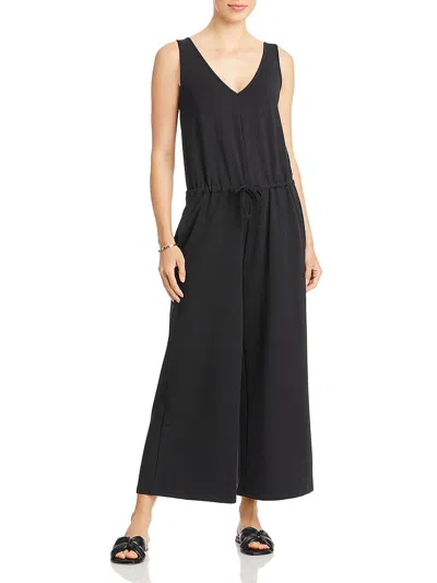 Three Dots Drawstring Waist V Neck Jumpsuit In Black