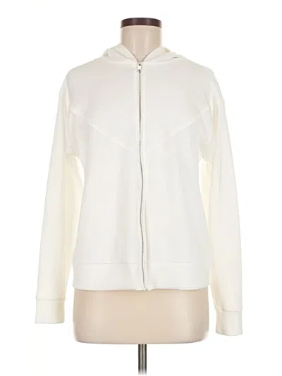 Pre-owned Three Dots Zip Up Hoodie In Ivory