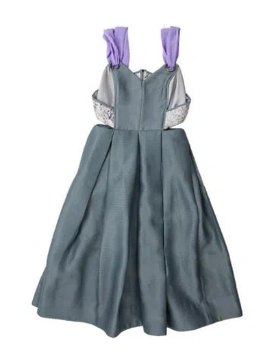 Pre-owned Three Floor Colorblock Pattern Midi Length Dress In Blue