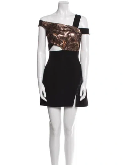 Pre-owned Three Floor Colorblock Pattern Mini Dress In Black