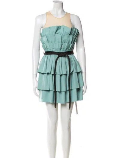 Pre-owned Three Floor Colorblock Pattern Mini Dress In Multi