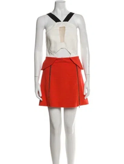 Pre-owned Three Floor Colorblock Pattern Mini Dress W/ Tags In Orange