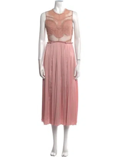 Pre-owned Three Floor Crew Neck Long Dress In Pink