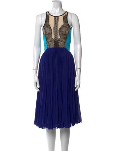 Pre-owned Three Floor Crew Neck Midi Length Dress In Blue