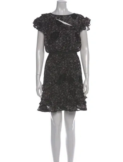 Pre-owned Three Floor Floral Print Mini Dress In Gray