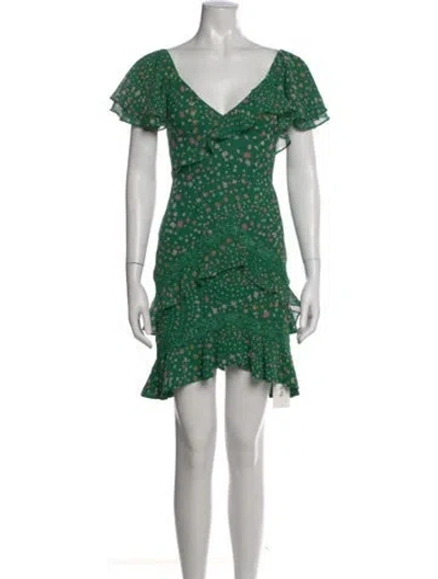 Pre-owned Three Floor Floral Print Mini Dress In Green