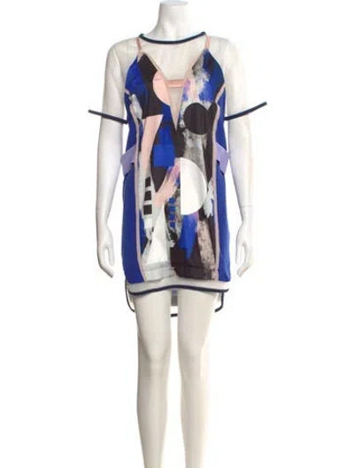 Pre-owned Three Floor Graphic Print Mini Dress In Neutral