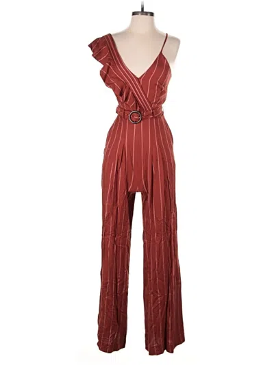 Pre-owned Three Floor Jumpsuit In Burgundy
