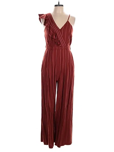 Pre-owned Three Floor Jumpsuit In Burgundy