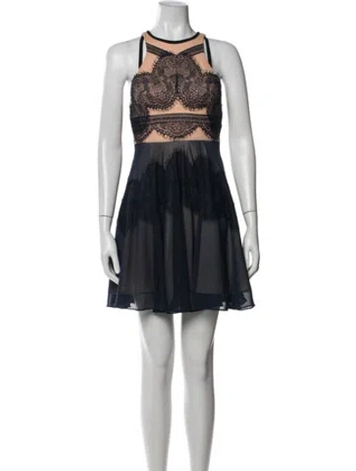 Pre-owned Three Floor Lace Pattern Mini Dress In Black