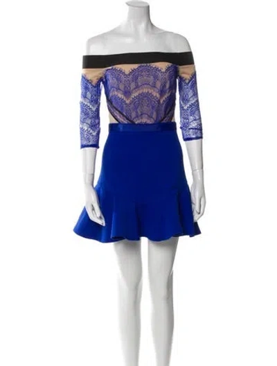 Pre-owned Three Floor Lace Pattern Mini Dress In Blue