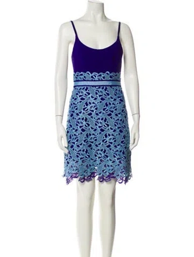 Pre-owned Three Floor Lace Pattern Mini Dress In Blue