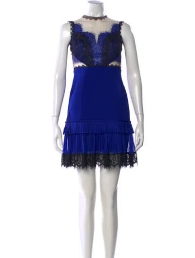 Pre-owned Three Floor Lace Pattern Mini Dress In Blue