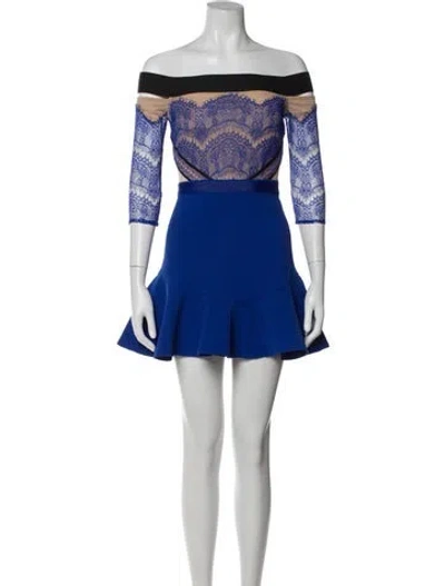 Pre-owned Three Floor Lace Pattern Mini Dress In Blue