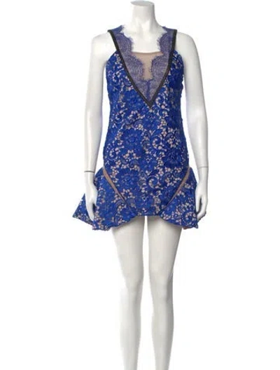 Pre-owned Three Floor Lace Pattern Mini Dress In Blue