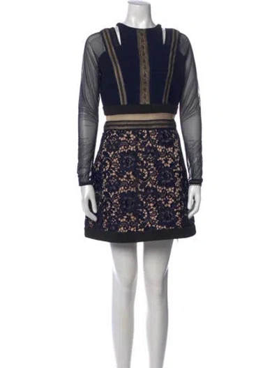 Pre-owned Three Floor Lace Pattern Mini Dress In Multi