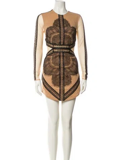 Pre-owned Three Floor Lace Pattern Mini Dress In Neutral