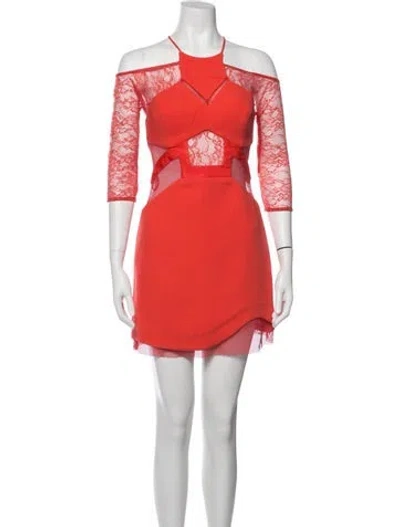 Pre-owned Three Floor Lace Pattern Mini Dress In Orange