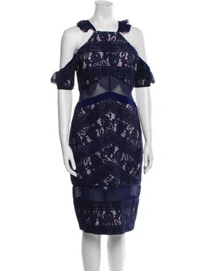 Pre-owned Three Floor Lace Pattern Mini Dress W/ Tags In Blue