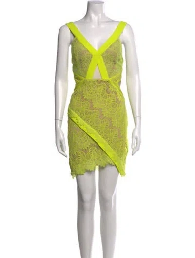 Pre-owned Three Floor Lace Pattern Mini Dress In Yellow