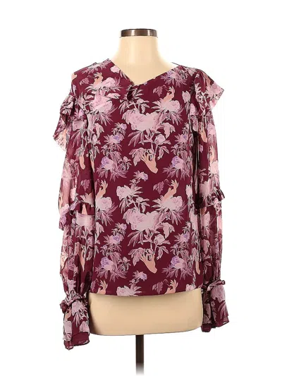 Pre-owned Three Floor Long Sleeve Blouse In Burgundy