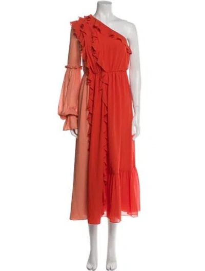 Pre-owned Three Floor One-shoulder Long Dress In Orange