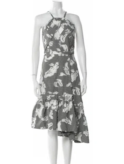 Pre-owned Three Floor Plaid Print Midi Length Dress W/ Tags In Multi