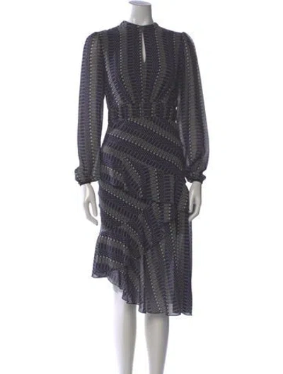 Pre-owned Three Floor Printed Midi Length Dress In Purple