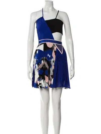 Pre-owned Three Floor Printed Mini Dress In Blue