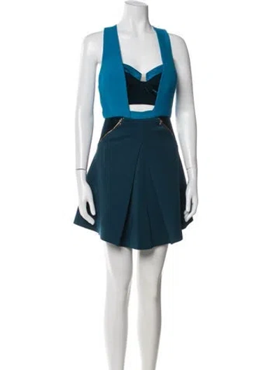 Pre-owned Three Floor V-neck Mini Dress In Blue