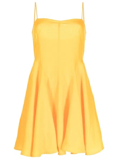 Three Graces Linen Skater Dress In Gelb