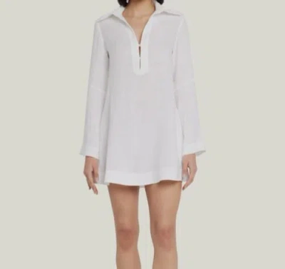 Pre-owned Three Graces London $550  Women's White Tabitha Kaftan-style Mini Dress Size 8
