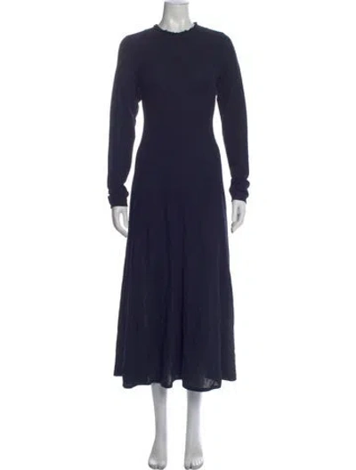 Pre-owned Three Graces London Crew Neck Long Dress In Blue