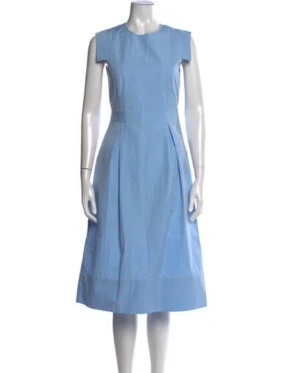 Pre-owned Three Graces London Crew Neck Midi Length Dress In Blue