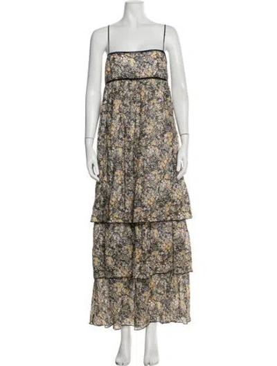 Pre-owned Three Graces London Floral Print Long Dress In Orange