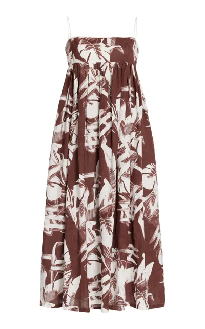 Three Graces London Katie Linen Midi Dress In Multi