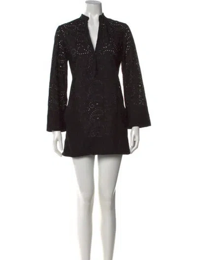 Pre-owned Three Graces London Lace Pattern Mini Dress In Black