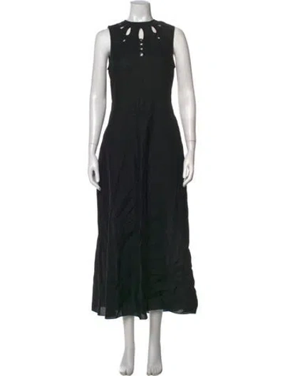 Pre-owned Three Graces London Linen Long Dress In Black