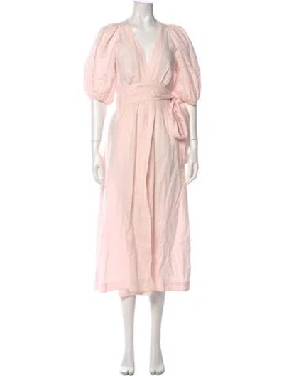 Pre-owned Three Graces London Linen Long Dress In Pink