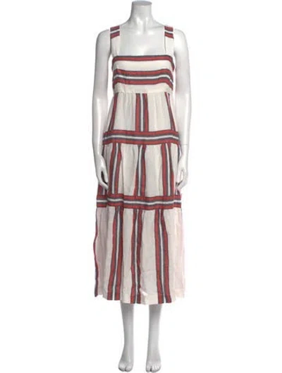 Pre-owned Three Graces London Linen Long Dress W/ Tags In White