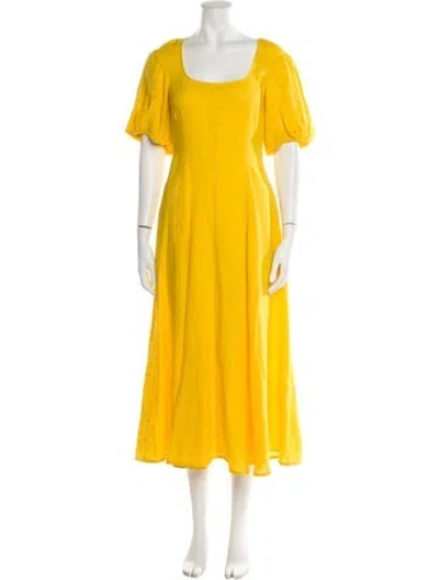 Pre-owned Three Graces London Linen Long Dress W/ Tags In Yellow