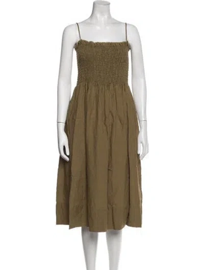 Pre-owned Three Graces London Linen Midi Length Dress In Neutral