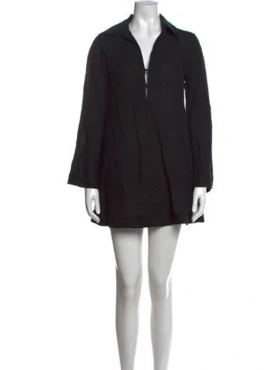 Pre-owned Three Graces London Linen Mini Dress In Black