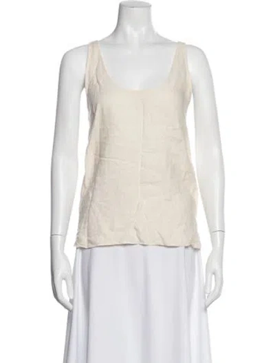 Pre-owned Three Graces London Linen Scoop Neck Top In Neutral