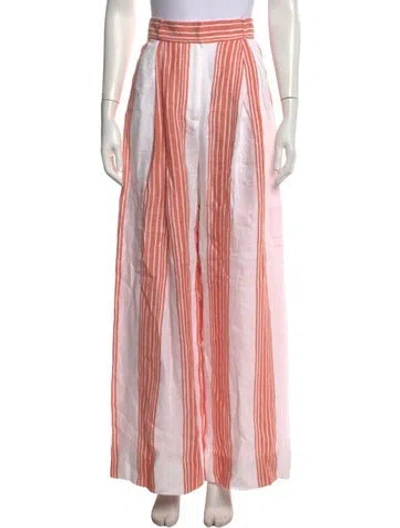 Pre-owned Three Graces London Linen Wide Leg Pants In Orange