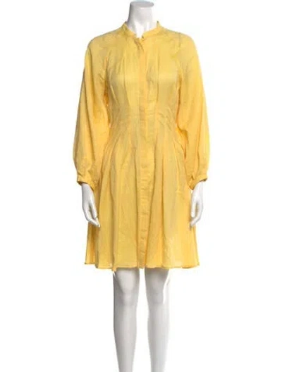 Pre-owned Three Graces London Mock Neck Mini Dress In Yellow