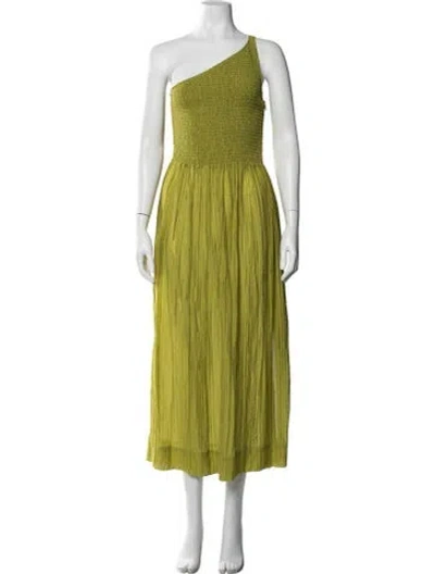 Pre-owned Three Graces London One-shoulder Long Dress In Green