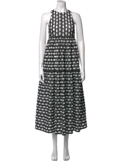 Pre-owned Three Graces London Printed Long Dress In Black