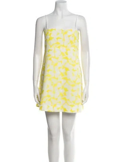 Pre-owned Three Graces London Printed Mini Dress In Yellow